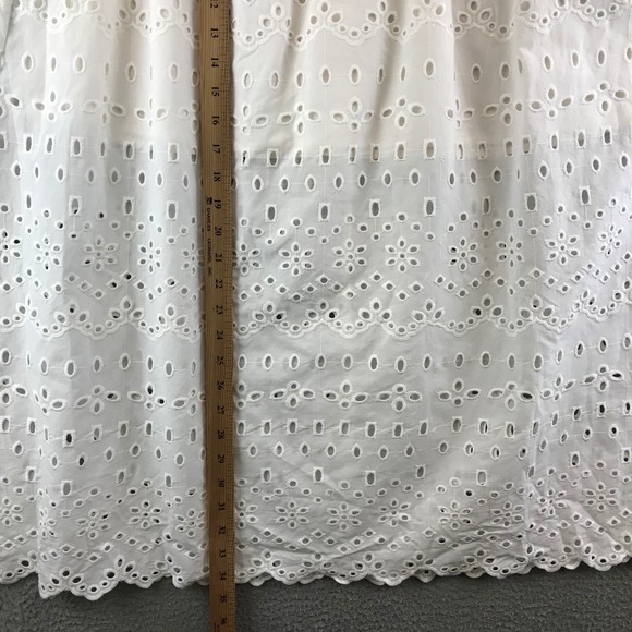 New H&M White Eyelet Embroidered Skirt Medium Cotton Lined Womens - Picture 6 of 10
